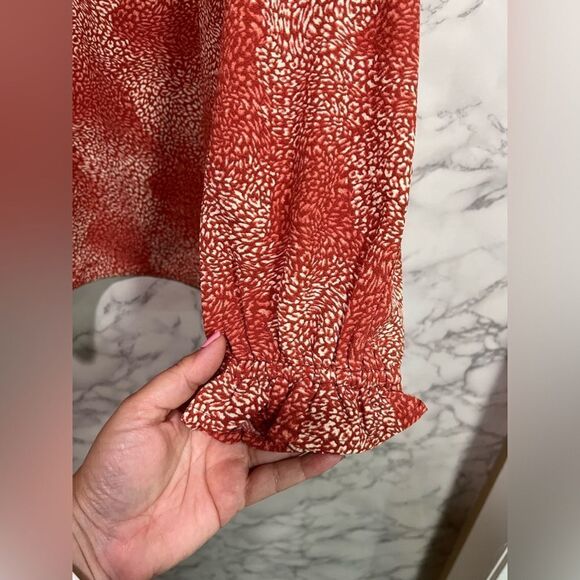 Jessica Simpson Women's Long Sleeve V-Neck Blouse Orange Size L $60 - Picture 7 of 9